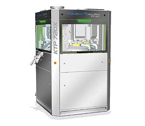 …wird in diesem Jahr mit dem Doppelrundläufer KTP 720X für die Produktion von Einschicht- und Zweischichttabletten Tabletten pro Stunde ergänzt.