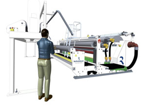 Gießteil einer 5.300 Millimeter breiten MIDEX-Gießfolienanlage von Reifenhäuser Cast Sheet Coating.