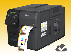 Mit dem Drop-on-Demand Inkjetdrucker Epson TM-C7500 lassen sich mehrfarbige und qualitativ hochwertige Produktetiketten werkzeuglos selber herstellen.