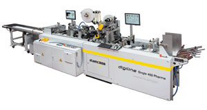 Die Digiline Single 450 Pharma ist ein komplettes Serialisierungssystem für flache Kartons, bei dem Sicherheit gegen Produktionsfehler integriert ist.