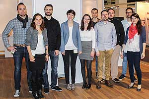 Gruppenbild der teilnehmenden Studenten. Von links nach rechts: Stefan Heberle, Tabea Schrade, Michael Bauer, Rebecca Engesser, Sabine Lengl, Lukas Rüblinger, Florian Beck, Moritz Brodmann, Marcel Messner, Anna-Maria Klemm.