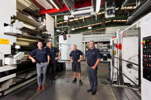 Aaron Collett , Operations Manager, Owen Embling, Managing Director, Gary Dillistone, Printing Manager, and David Fredericksen, director at CONVEX.
